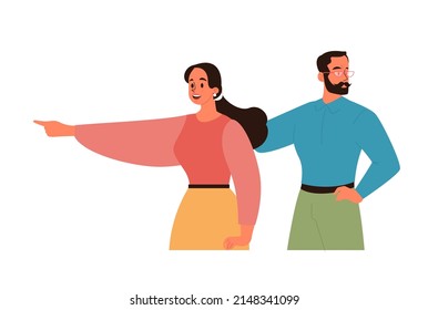 Uniqueness and individuality concept. Character standing out from the crowd, choosing another way. Flat vector illustration
