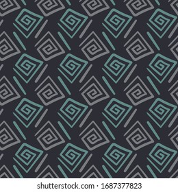 Unisex Abstract Geometric Seamless Vector Pattern In Dark Colors. Ethnic Surface Print Design. For Fabrics, Stationery, Packaging And Backgrounds.