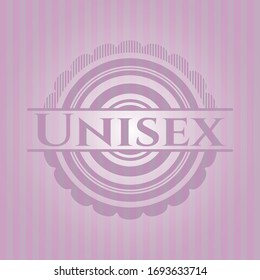 Unisex badge with pink background. Vector Illustration. Detailed.