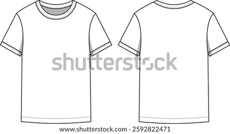 Unisex Basic TShirt Fashion Flat Sketch Fully Editable 

