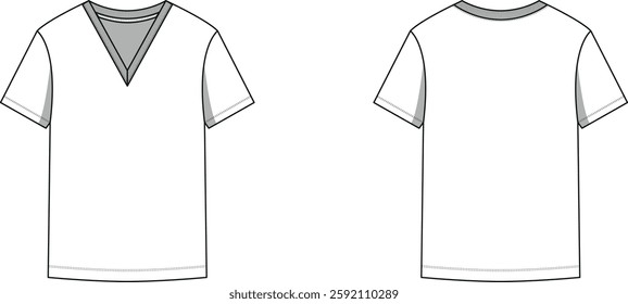 Unisex Basic T-Shirt V-Neck Flat Sketch Vectorial