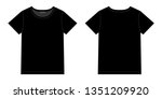 Unisex black t-shirt design template. Front and back vector. Technical sketch