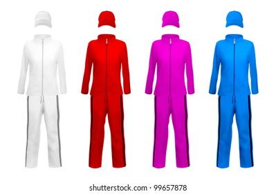 Unisex blank sport suits template.