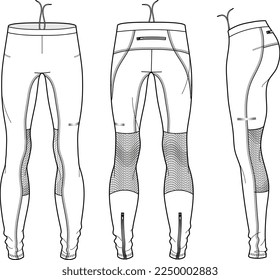 UNISEX BOTTOM WEAR SKIN TIGHT LEGGING FRONT AND BACK FASHION FLAT DESIGN VECTOR