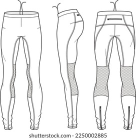 UNISEX BOTTOM WEAR SKIN TIGHT LEGGING FRONT AND BACK FASHION FLAT DESIGN VECTOR