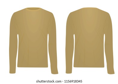 Unisex brown sweater. front and back side. vector illustration