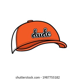 Unisex cap with a visor color variation for coloring on white background