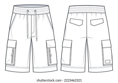 Premium Vector  Set short front and back view short fashion flat sketch  template