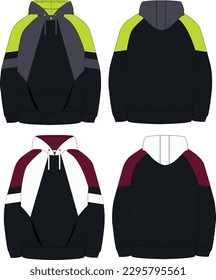 unisex, cosy hoodie template , color block 