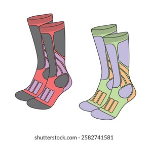 Unisex football socks vector template technical design by adobe illustrator.