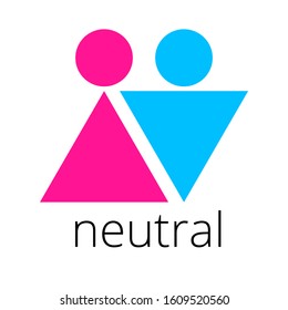 Unisex gender neutral Icon. Pink and blue images of man and woman. Simple Gender neutrality logo on white background