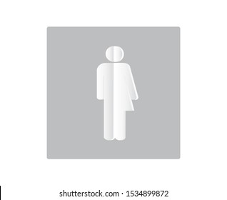 unisex gender restroom icon, gender symbol,  paper cut style, Vector illustration.