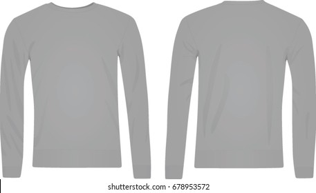 Unisex grey sweater. front and back side. vector illustration