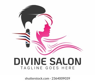 Unisex hairdresser and beauty salon vector logo design