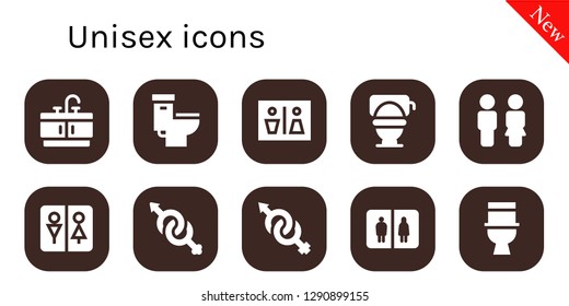  unisex icon set. 10 filled unisex icons. Simple modern icons about  - Bathroom, Toilet, Wc, Gender