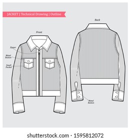 Unisex jacket illustration drawing outline