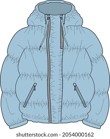 UNISEX LIGHT WEIGHT PUFFER JACKET WINTER WEAR VECTOR svg