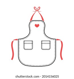 Unisex long apron with with two pockets. View front. Isolated vector illustration