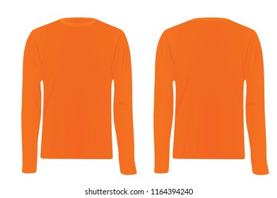 Unisex orange sweater. front and back side. vector illustration