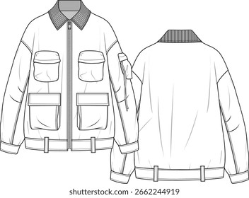 Unisex de gran tamaño de la chaqueta de carga Plantilla