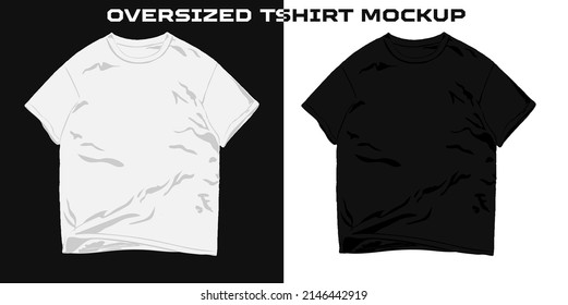 Unisex Oversized Black and White vector t shirt mockup