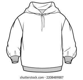 unisex oversized hoodie flat sketch vector illustration.