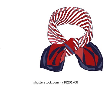 Unisex Red Silk Scarf isolated on white.