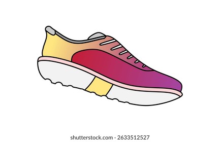 Unisex running shoes in lineal color icon with gradient design, suitable for modern fitness apps, promotional materials, or online stores. Editable vector EPS.