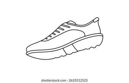 Unisex running shoes in outline icon style, great for blueprints, app interfaces, workout plans, or product specification layouts. Editable vector EPS.
