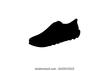 Unisex running shoes in silhouette icon style, perfect for sports apps, athletic apparel branding, or minimal footwear illustrations. Editable vector EPS.
