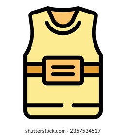 Unisex shirt icon outline vector. Cotton design. Front polo color flat