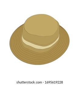 Unisex summer hat. Girl beach hat flat design icon isolated on white