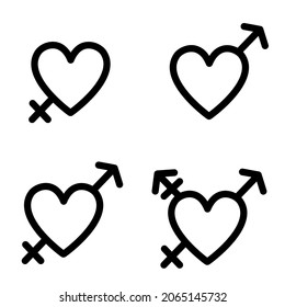 Unisex Symbol Icons, Heart Shaped Symbols