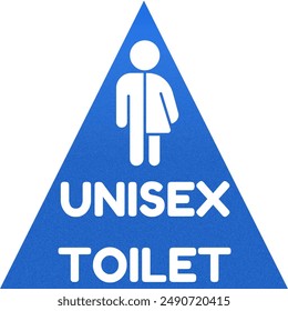 Unisex Toilet Sign with blue background and white letter, indicating that a toilet has gender neutral.