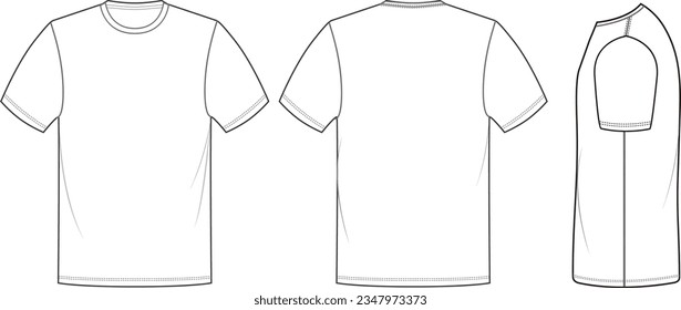 Unisex t-shirt design vector template ,front, back and side.