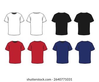 Unisex T-Shirt Template Pack – Flat Vector Mockup for Apparel Design
