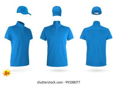 Unisex uniform template set: polo shirt and baseball cap.