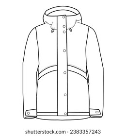 Unisex waterproof winter jacket vector icon. An editable vector design of a winter jacket. Outwear isolated on a white background.