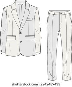 UNISEX WEAR BLAZER AND PANT SUIT IN TWO COLOURS CORPORATE WEAR SUIT FLAT DESIGN VECTOR