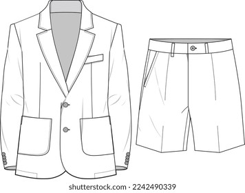 UNISEX WEAR BLAZER AND SHORT SUIT CORPORATE WEAR DRESS FLAT DESIGN VECTOR