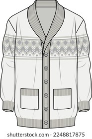 UNISEX WEAR CARDIGAN SWEATSHIRTS AND SWEATER FLAT DESIGN VECTOR