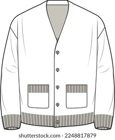 UNISEX WEAR CARDIGAN SWEATSHIRTS AND SWEATER FLAT DESIGN VECTOR