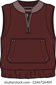 UNISEX WEAR LEATHER WAISTCOAT VEST VECTOR ILLUSTRATION