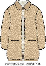 UNISEX WEAR LONG FUR FLEECE COAT VECTOR ILLUSTRATION