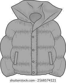 UNISEX WEAR PUFFER PADDED JACKET WINTER WEAR VECTOR ILLUSTRATION