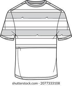UNISEX  WEAR T SHIRT WITH STRIPE DETAIL VECTOR ILLUSTRATION