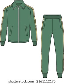 UNISEX WEAR TRACKSUIT SPORTS WEAR JACKET AND JOGGER SET VECTOR ILLUSTRATION