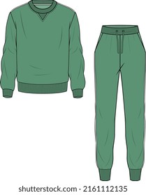 UNISEX WEAR TRACKSUIT SPORTS WEAR SWEATSHIRT AND JOGGER SET VECTOR ILLUSTRATION