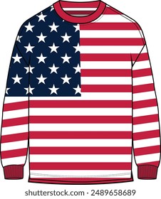 UNISEX WEAR USA FLAG PATTERN SWEATSHIRT VEKTORILLUSTRATION