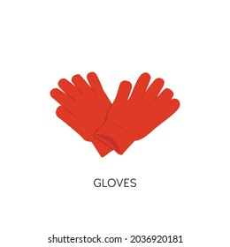 Unisex winter gloves vector illustration isolated on a white background. Red gloves for cold weather. Flat style vector, traditional winter gloves, warm christmas  clothes icon